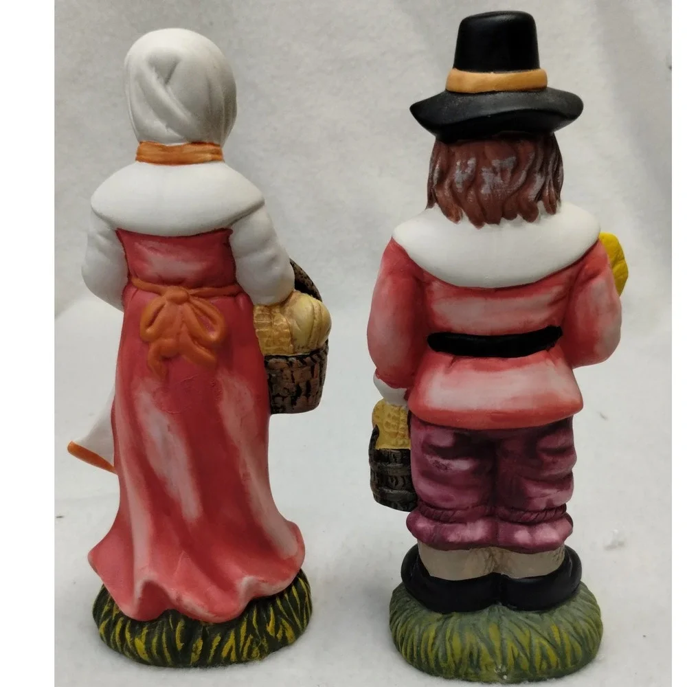Thanksgiving Pilgrim Figurine Set Couple Harvest Fall‎ Farmhouse Holiday Decor